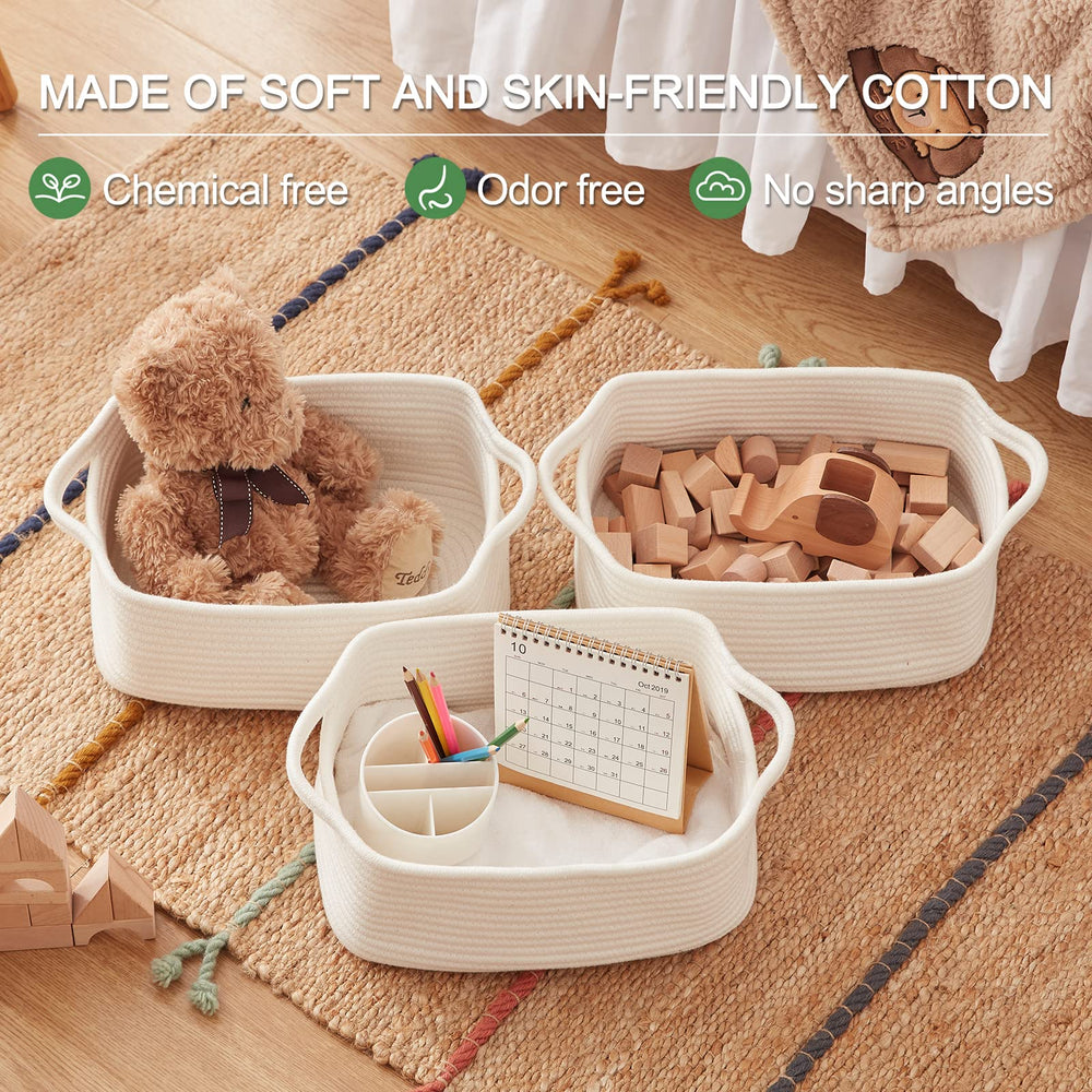 OIAHOMY Cotton Rope Storage Basket folded-flat design saves space when not in use