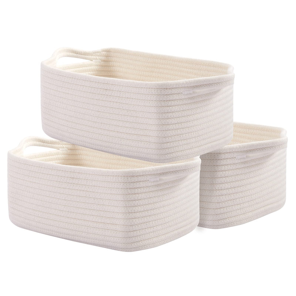 OIAHOMY Cotton Rope Storage Basket front view for easy organization