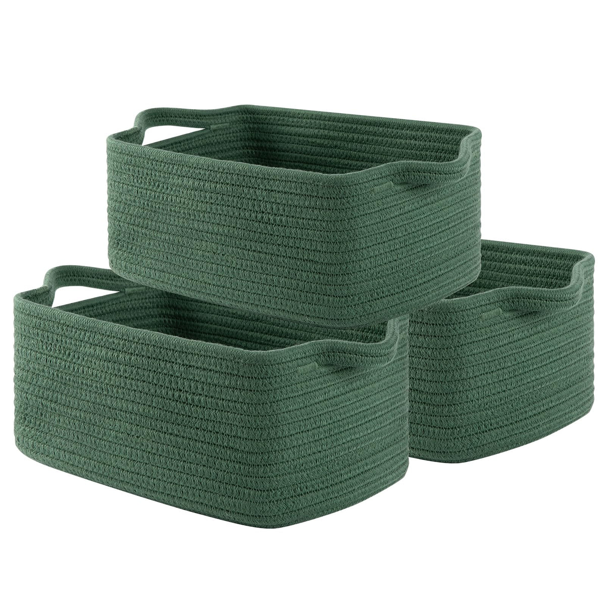 OIAHOMY cotton rope storage basket green for nursery organization.