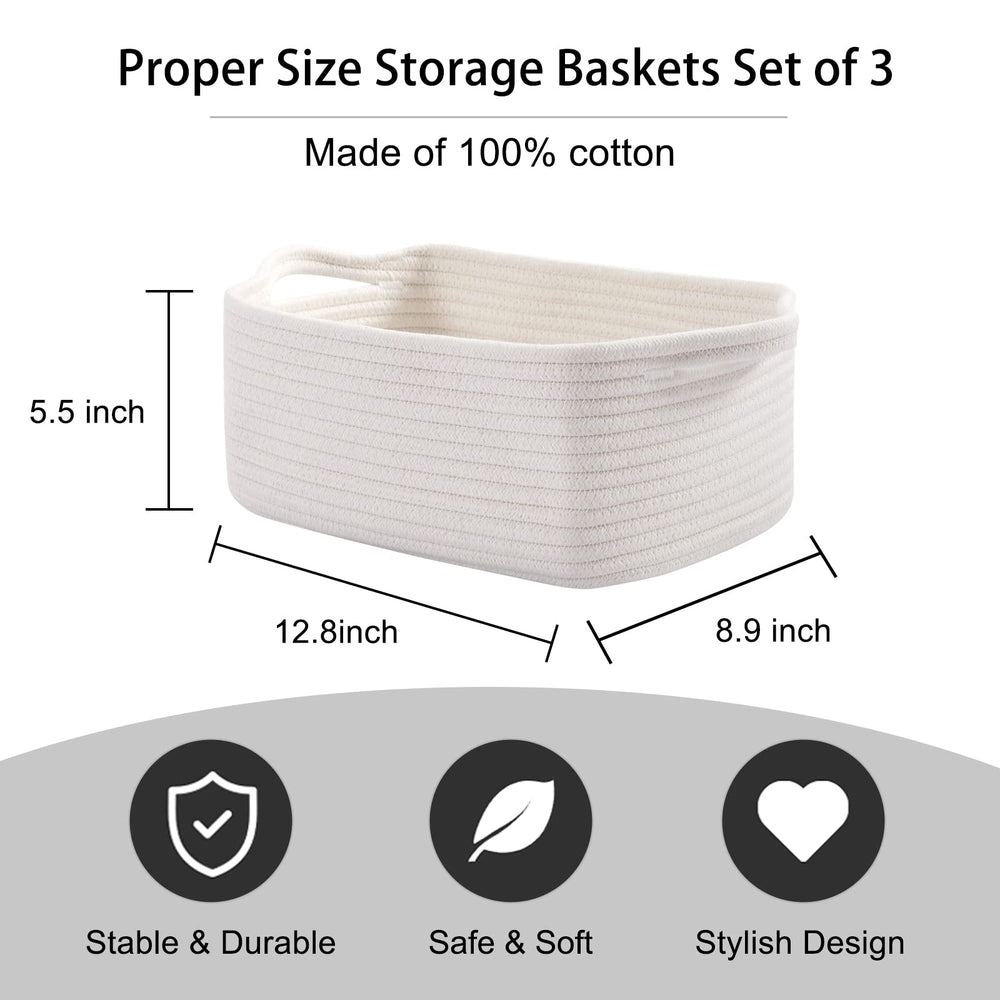 OIAHOMY Cotton Rope Storage Basket in closet shelf for tidy storage
