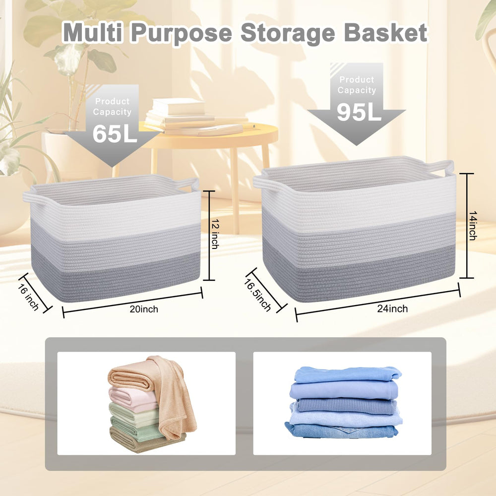OIAHOMY cotton rope storage basket close-up of natural material