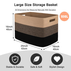 OIAHOMY cotton rope storage basket, soft yet durable for living room organization