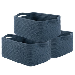 OIAHOMY cotton rope woven basket with handles for nursery storage.