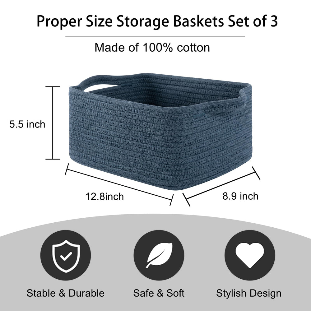 OIAHOMY cotton rope basket folded flat demonstrates space-saving design.