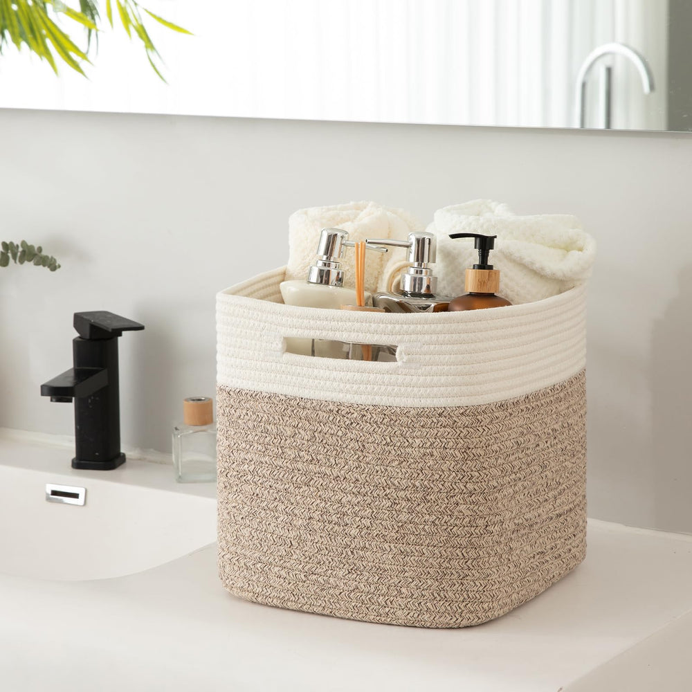 OIAHOMY cube basket holding dog toys for kid-friendly storage.