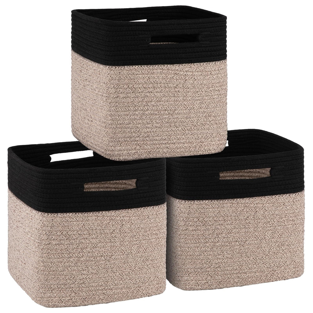 OIAHOMY cube storage basket 3-pack on shelf offers clutter-free organization.