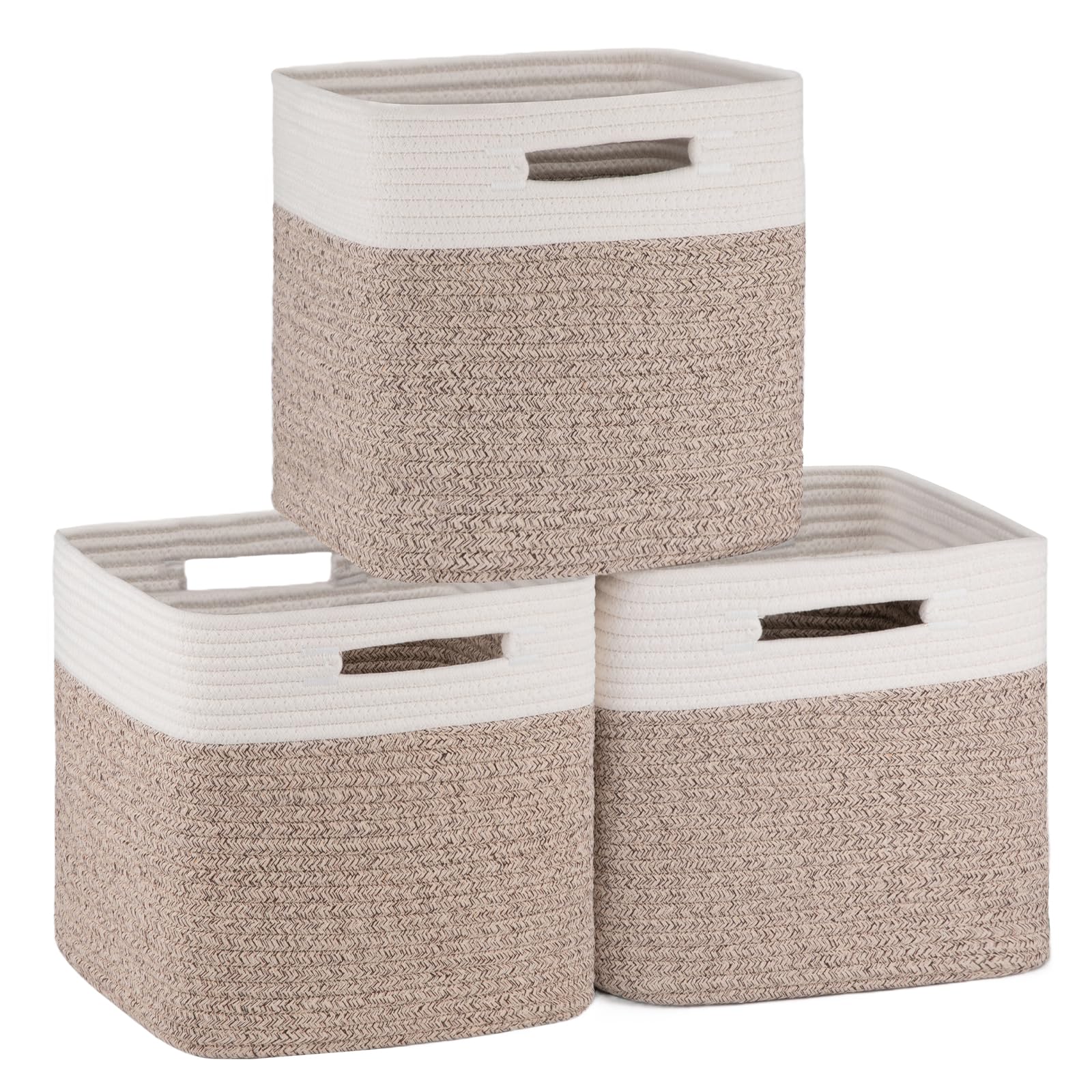 OIAHOMY cube storage basket close-up showing reinforced handles for easy transport.