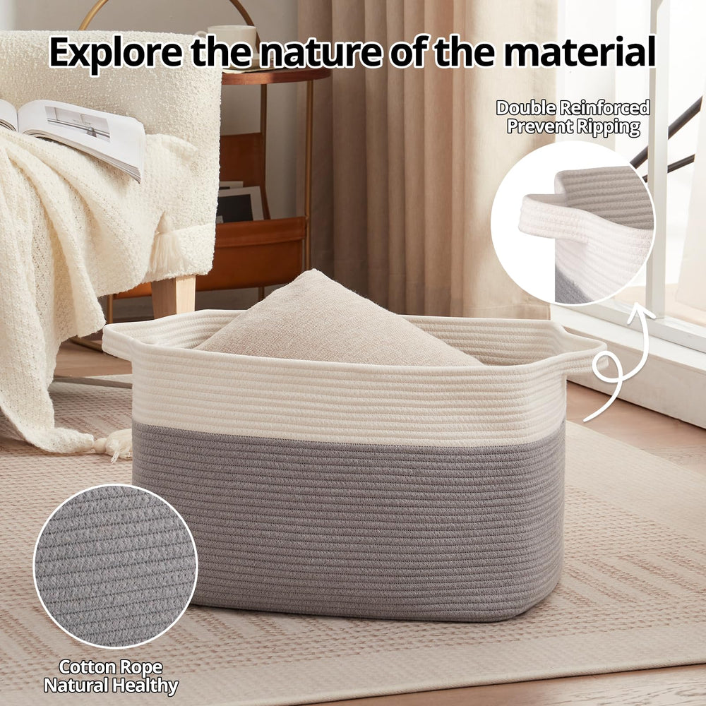 OIAHOMY decorative basket brown white blends with decor for laundry or nursery.