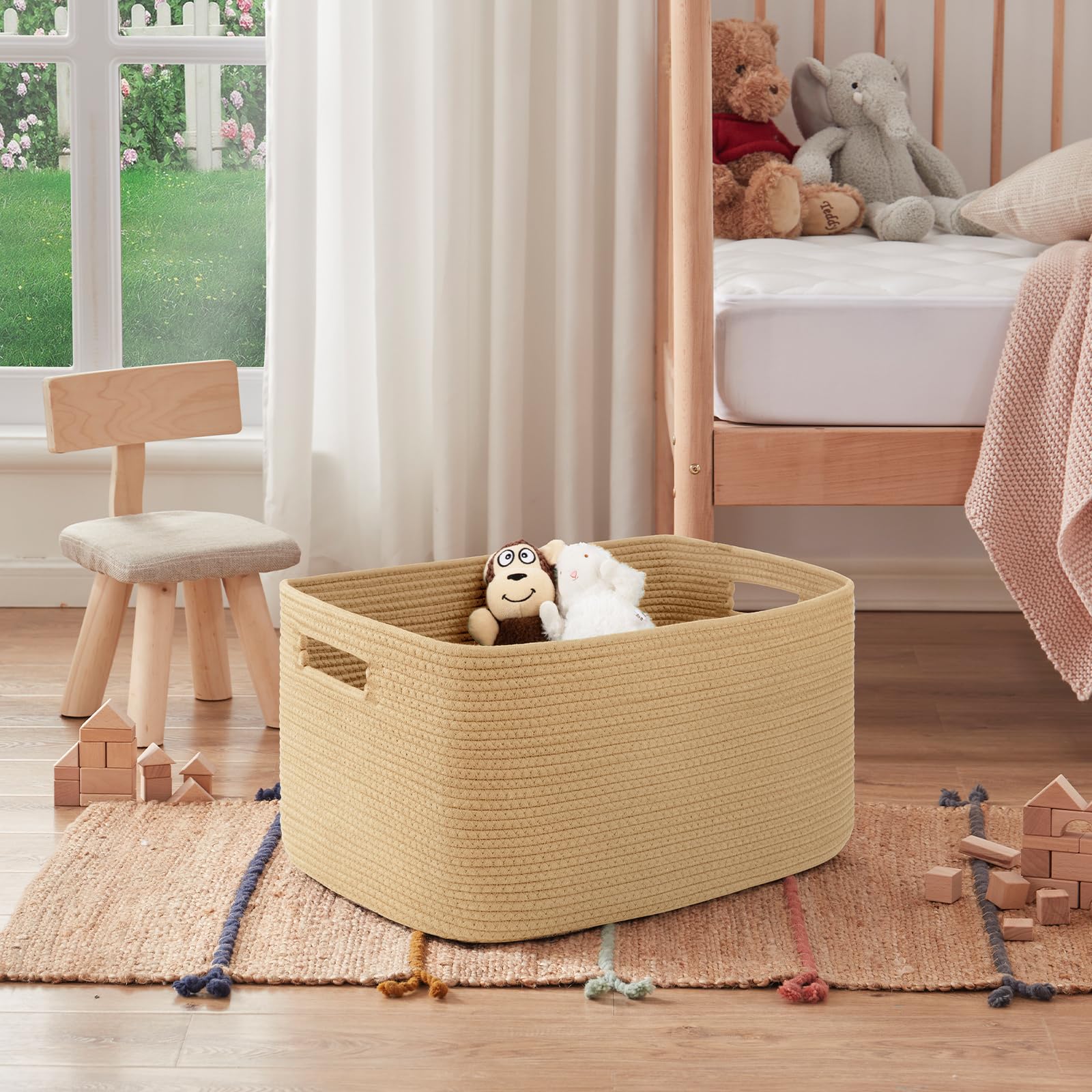 OIAHOMY double-handled basket offers durable transport around the home