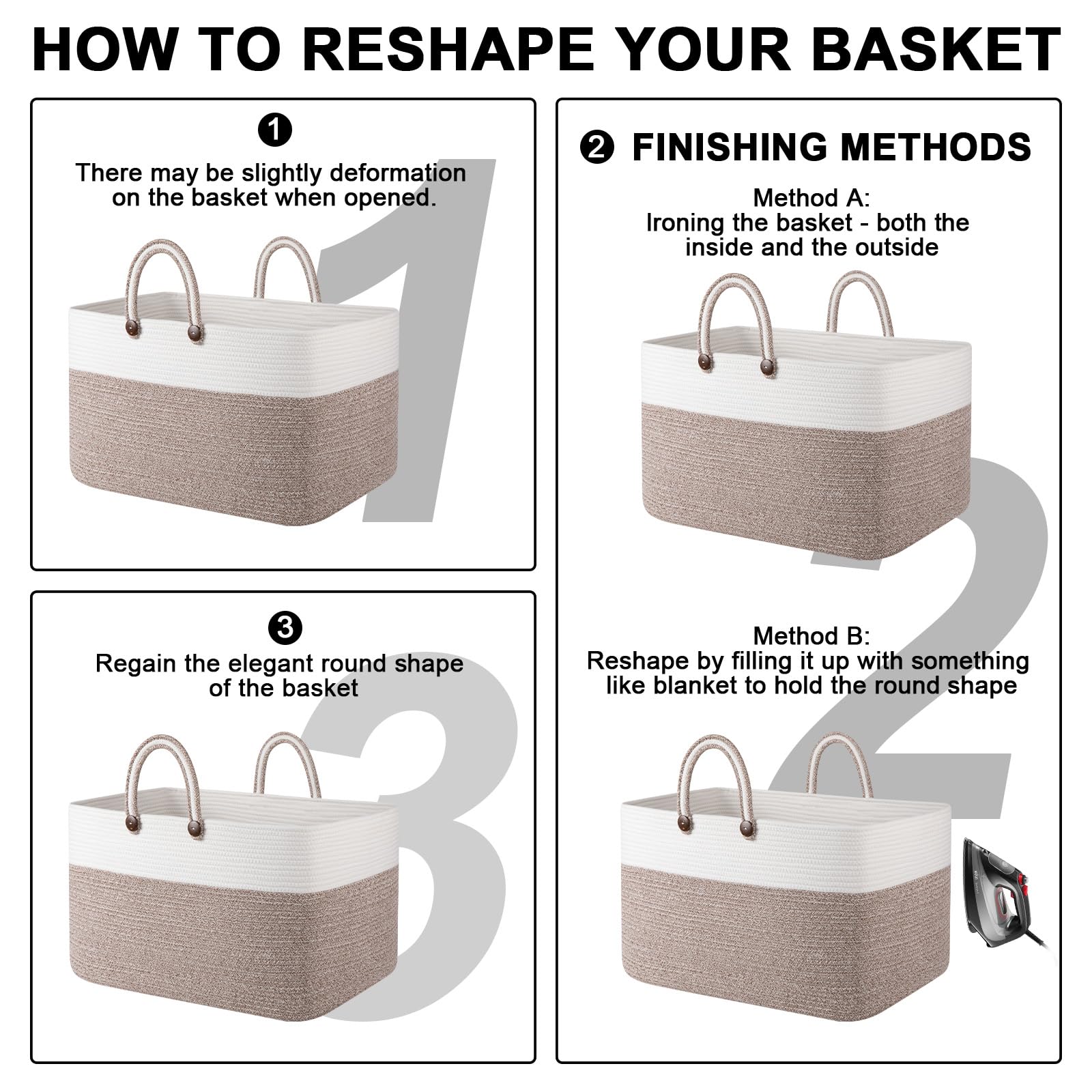 OIAHOMY foldable design basket returning to shape after filling