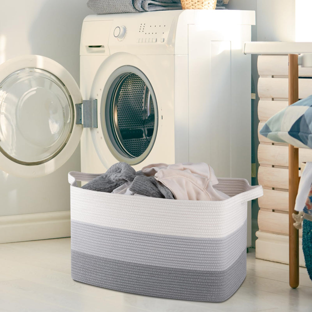 OIAHOMY foldable laundry basket in compact storage