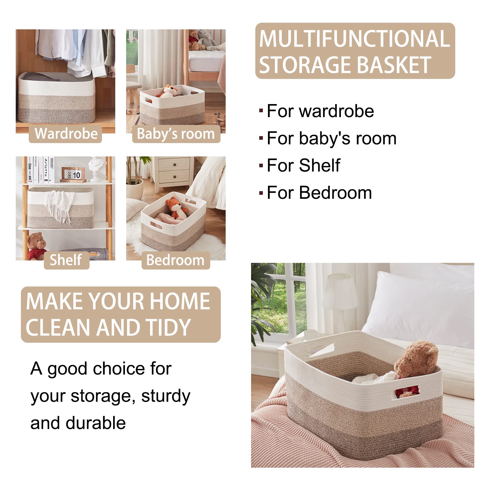 OIAHOMY foldable storage basket flat-pack, space-saving when not in use.