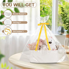 OIAHOMY gift bags and ribbons in basket, ready-to-gift packaging.