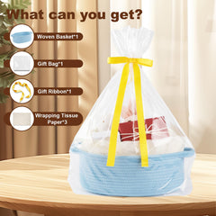 OIAHOMY gift basket blue side view with sturdy handles for portability
