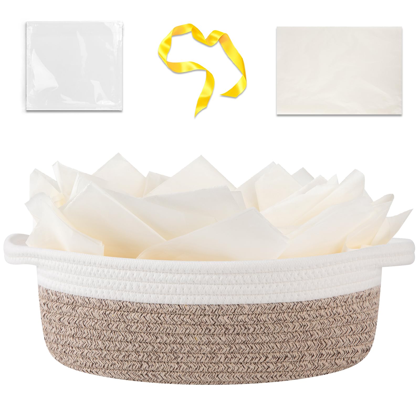 OIAHOMY gift basket with handle, sturdy cotton rope for easy transport.