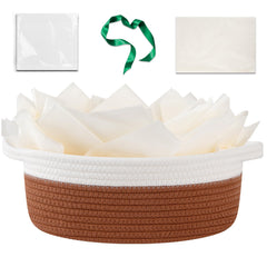 OIAHOMY gift basket empty with handle closeup, showcasing sturdy cotton rope.