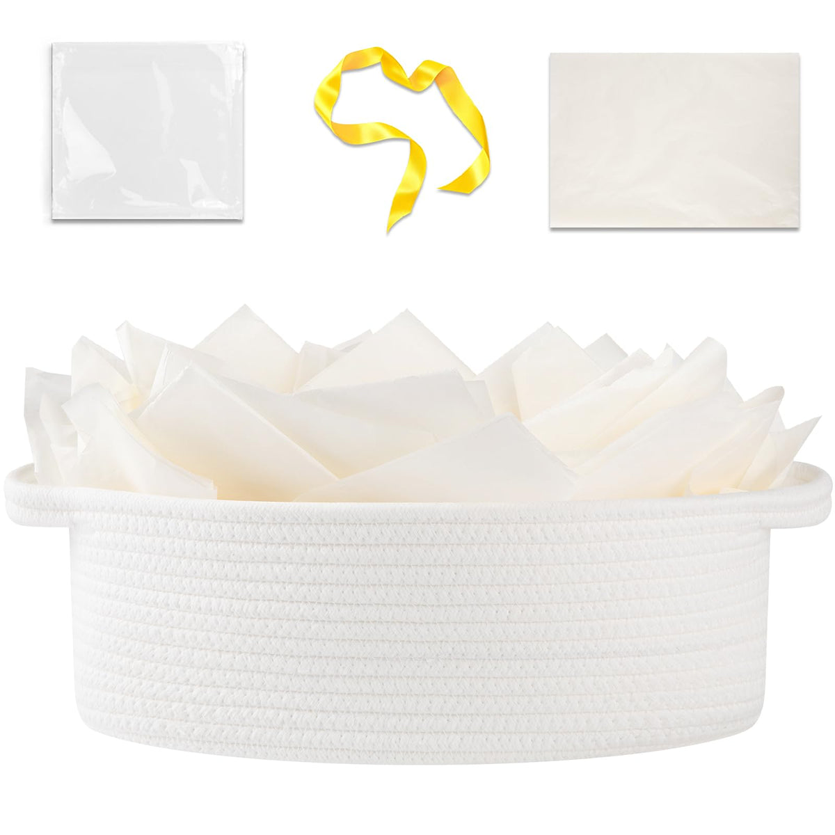 OIAHOMY gift basket with handle, front view, ideal for gifting and organization.