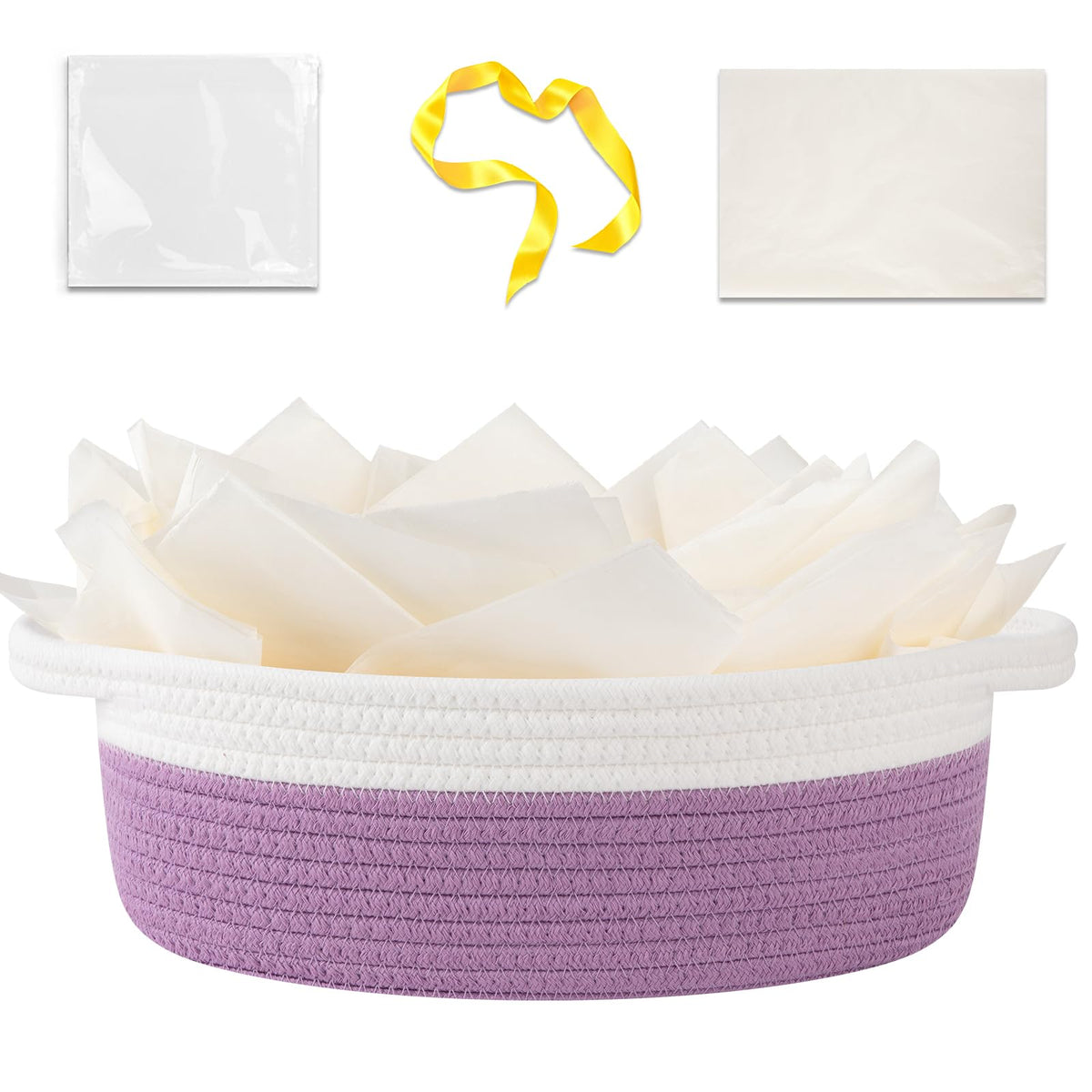 OIAHOMY gift basket empty with handle full view shows sturdy woven design for stylish storage