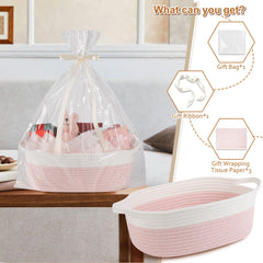 OIAHOMY gift basket handle close-up emphasizes sturdy cotton rope and durable construction.