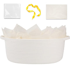 OIAHOMY gift basket with handle in white showing portable storage and gift-ready presentation.