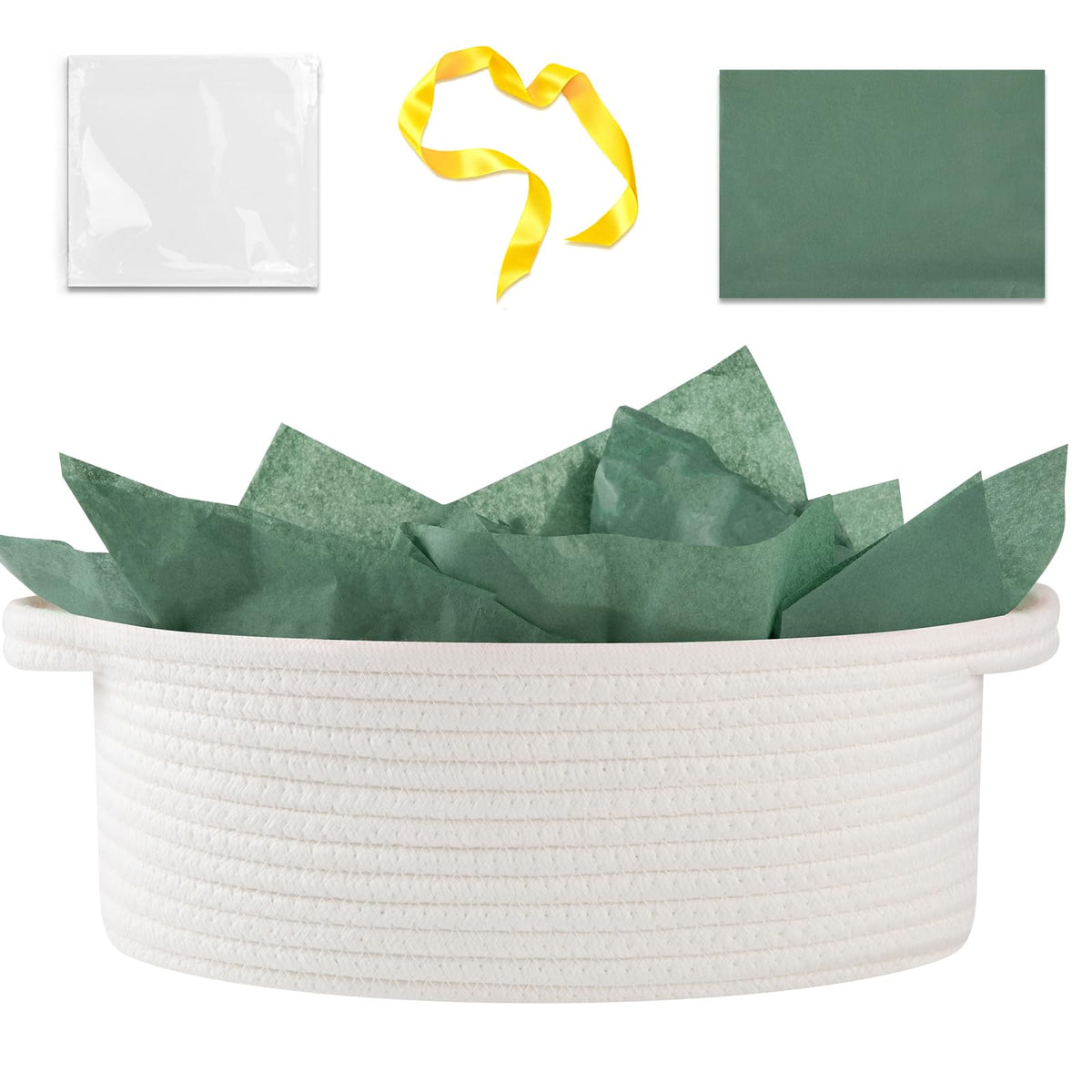 OIAHOMY gift basket with handle shows portable, stylish gifting.