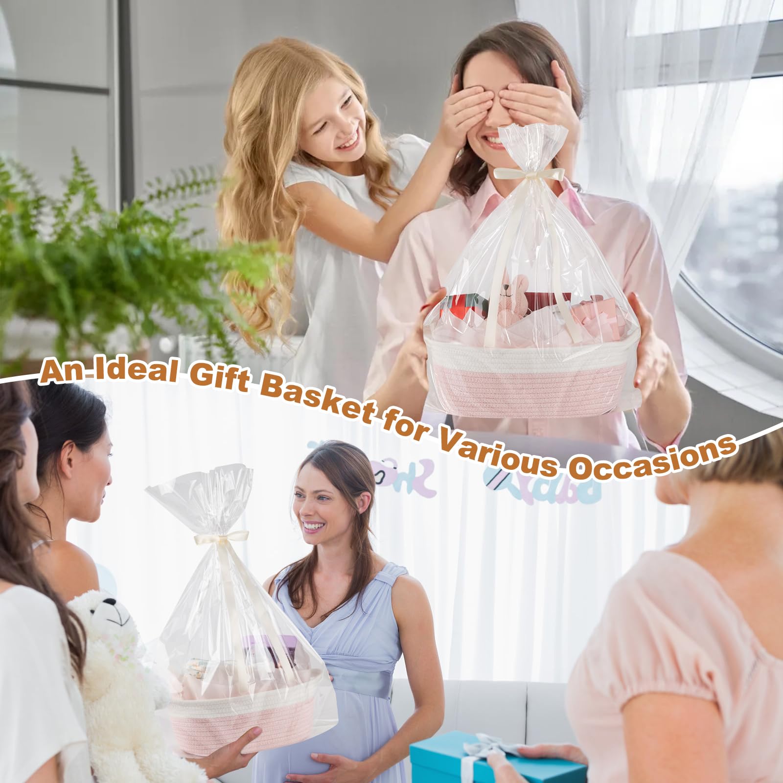 OIAHOMY gift basket portable handle demonstrates easy carrying from room to room.