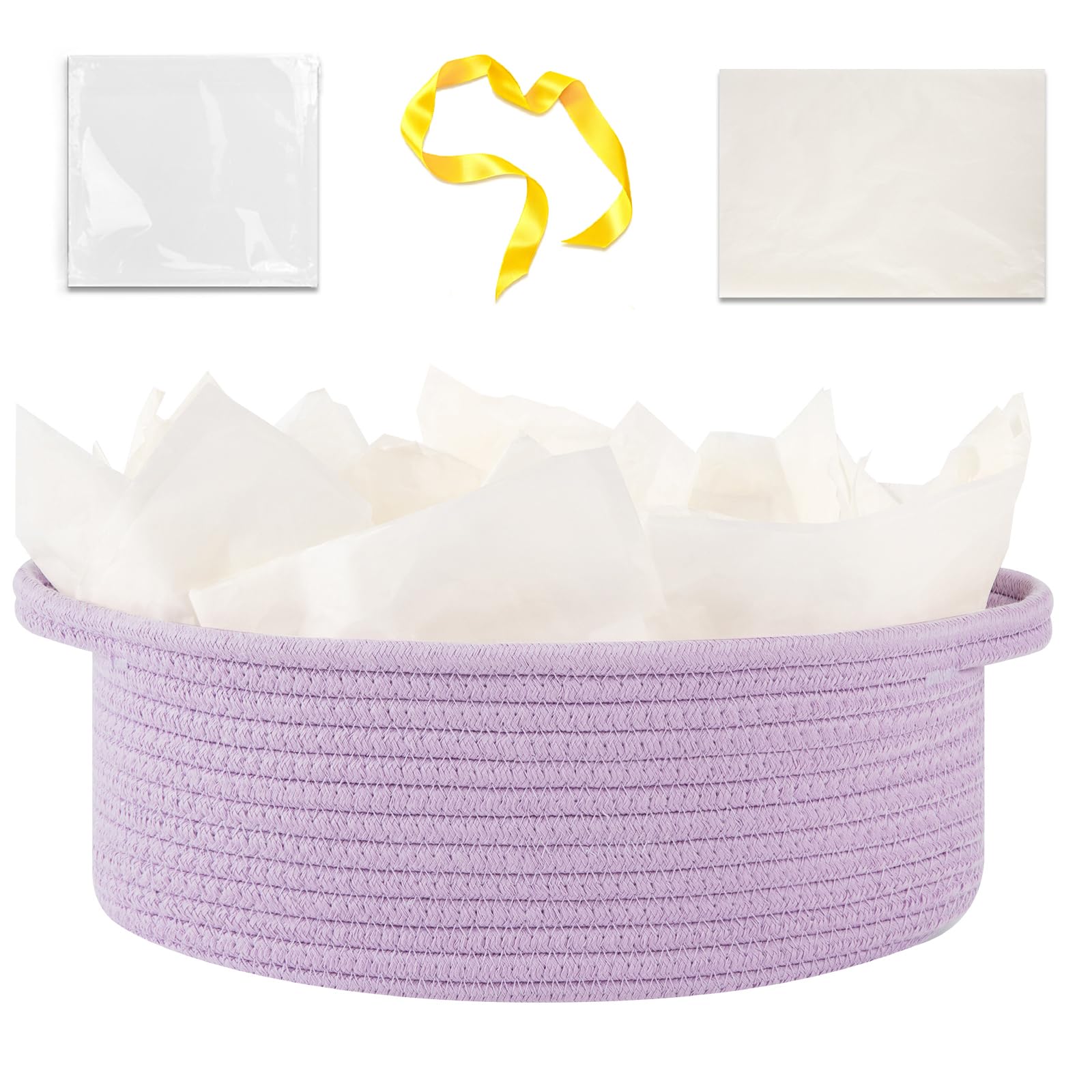 OIAHOMY gift basket with handle Lilac full view, portable nursery organizer