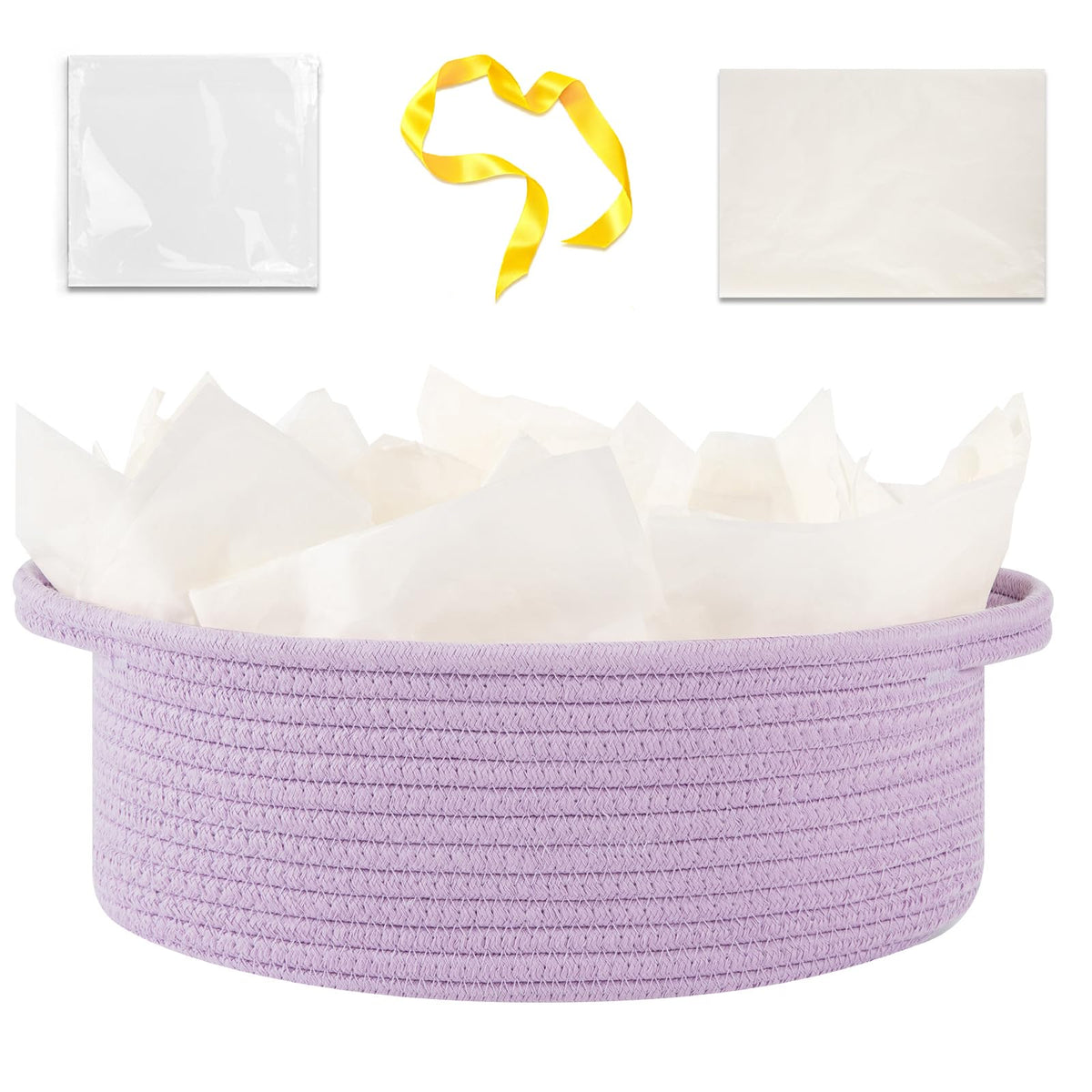 OIAHOMY gift basket with handle Lilac full view, portable nursery organizer