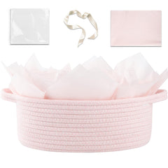 OIAHOMY gift basket with handle pink, easy gifting and transport.