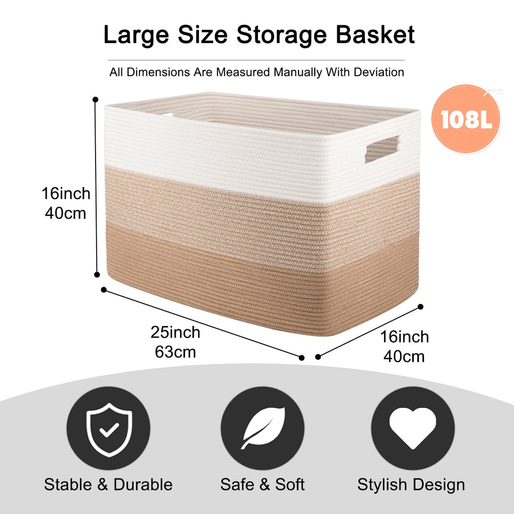 OIAHOMY gradient light brown blanket basket stylish storage option