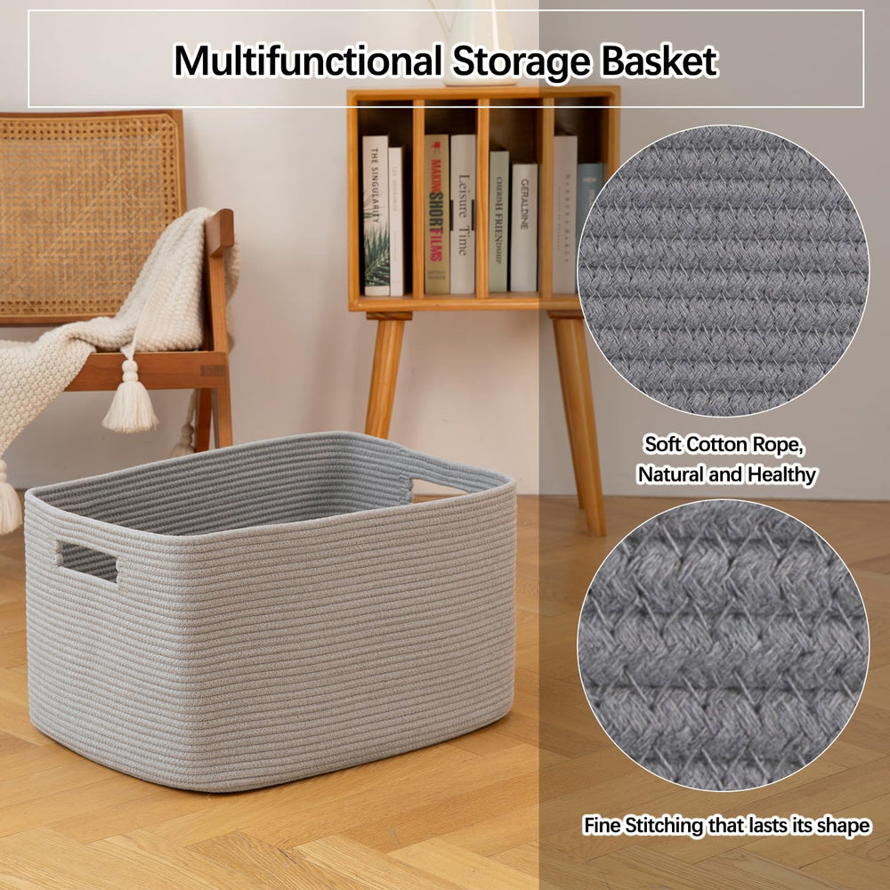 OIAHOMY grey toy basket in nursery ready for toys and clutter management