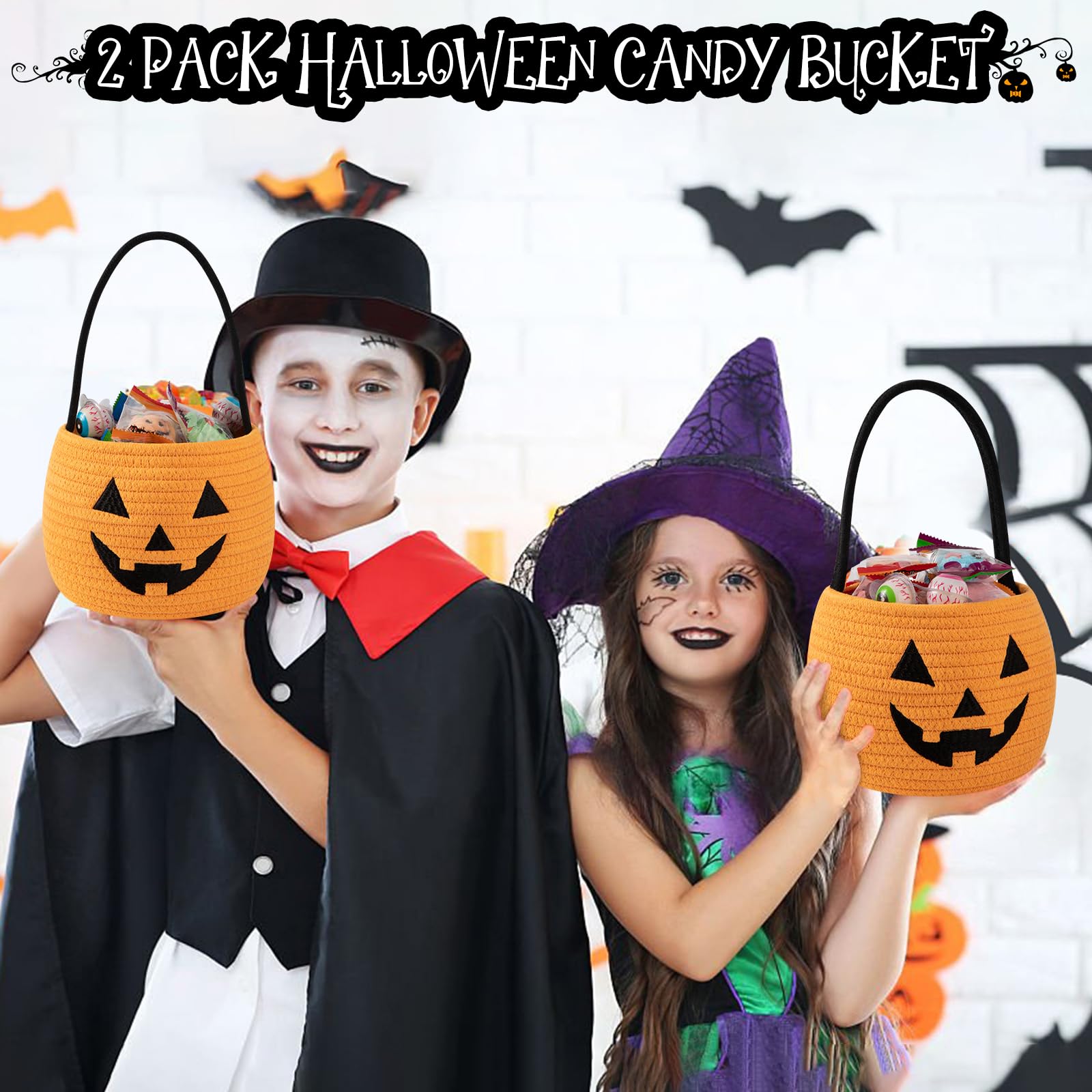 OIAHOMY cute pumpkin-face bucket for festive candy