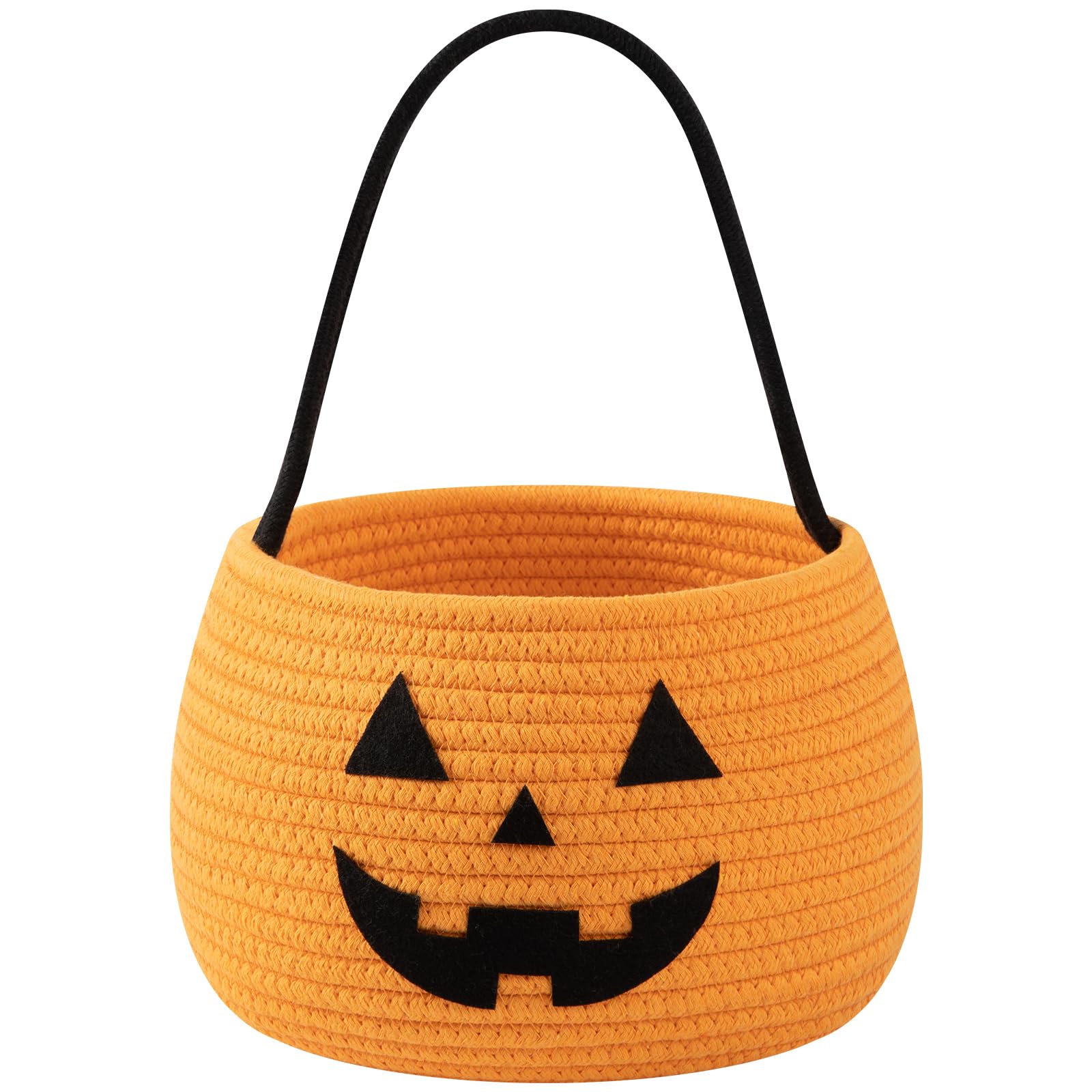 OIAHOMY pumpkin basket close-up with cotton rope handle for easy carrying