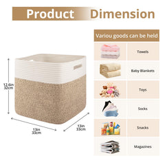OIAHOMY cotton rope bin with reinforced handles for easy carrying.
