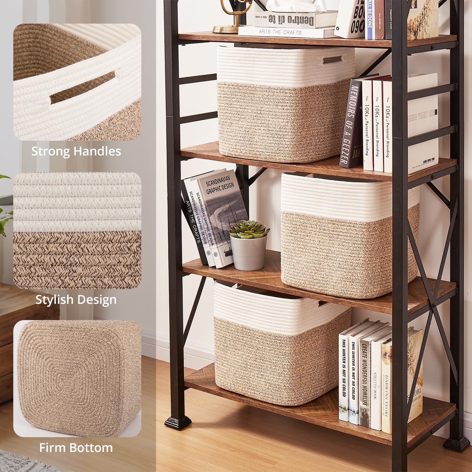 OIAHOMY 13x13 basket proving sturdy storage on bedroom shelves.