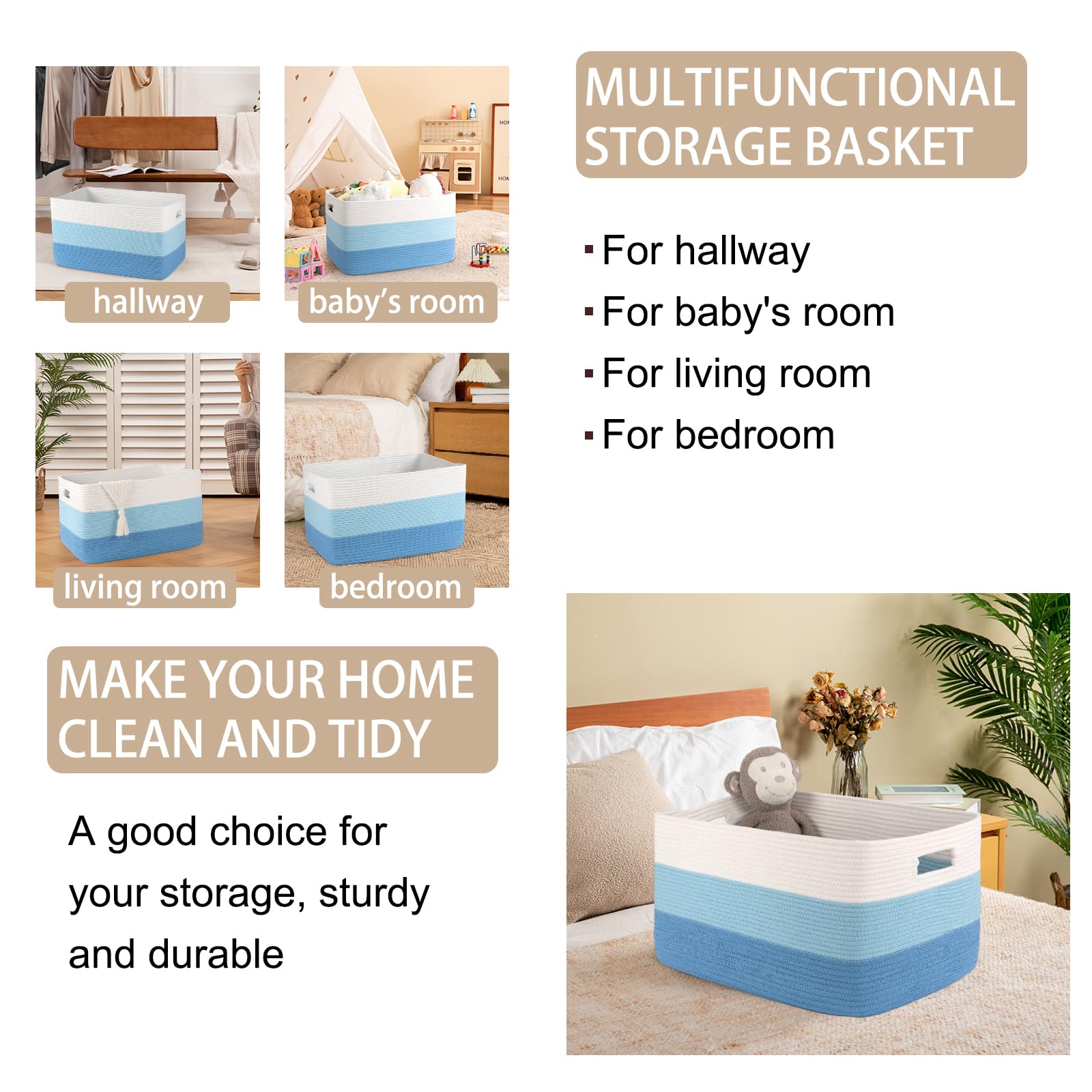 OIAHOMY blanket basket in nursery for soft toy and blanket storage