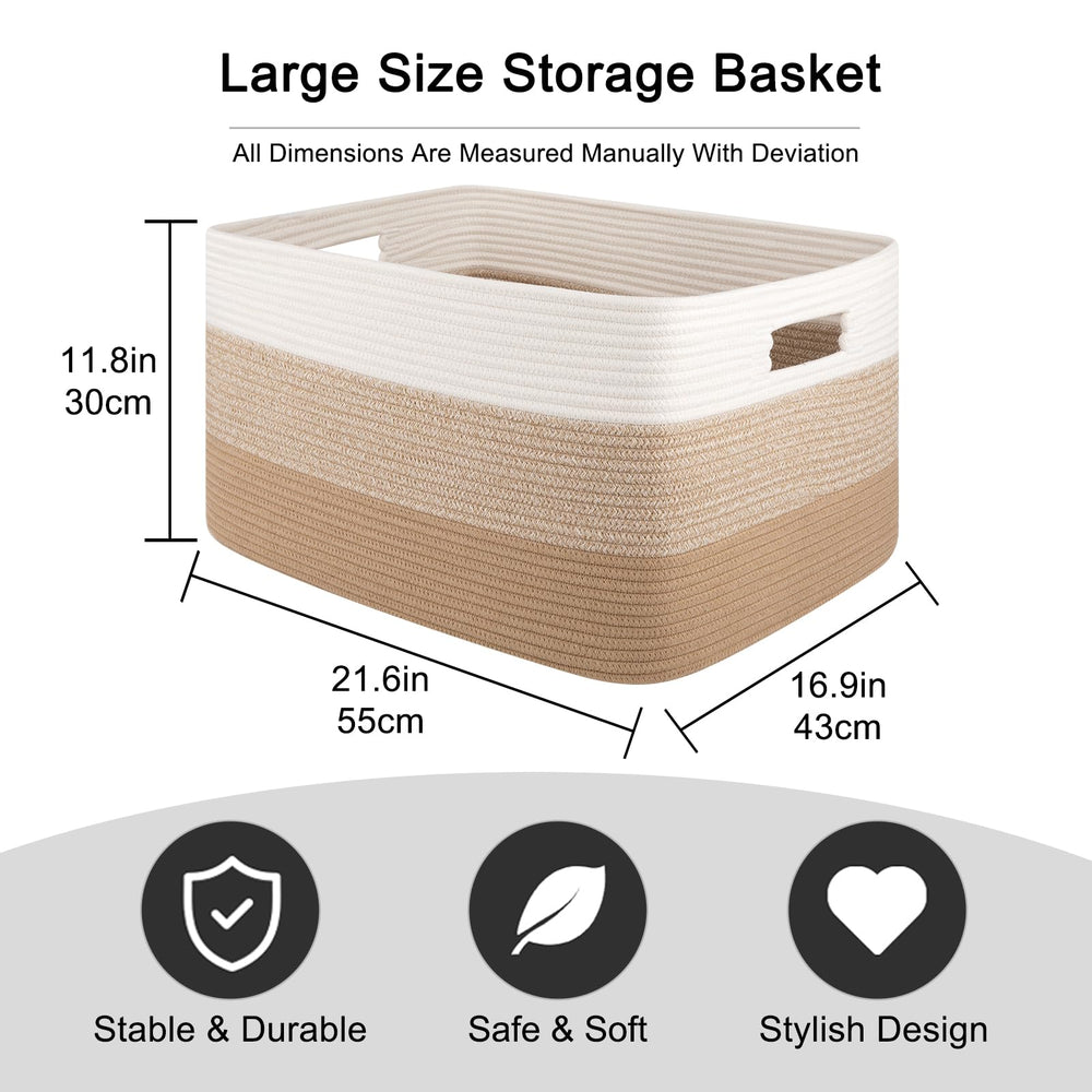 OIAHOMY large blanket basket rectangle folded for space-saving storage