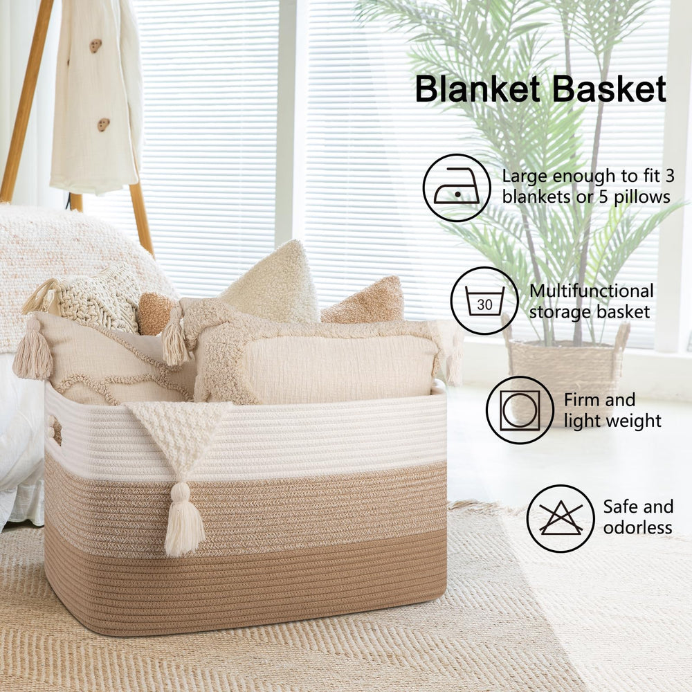 OIAHOMY blanket basket laundry usage with handles for transport