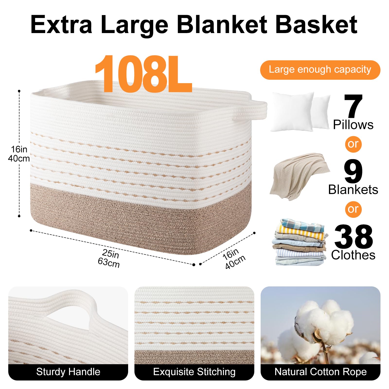 OIAHOMY large-capacity pillow blanket toy basket keeps clutter organized.