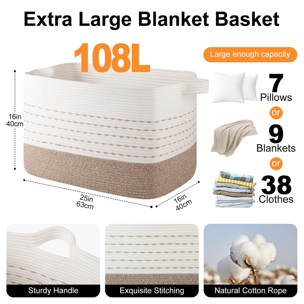OIAHOMY large-capacity pillow blanket toy basket keeps clutter organized.