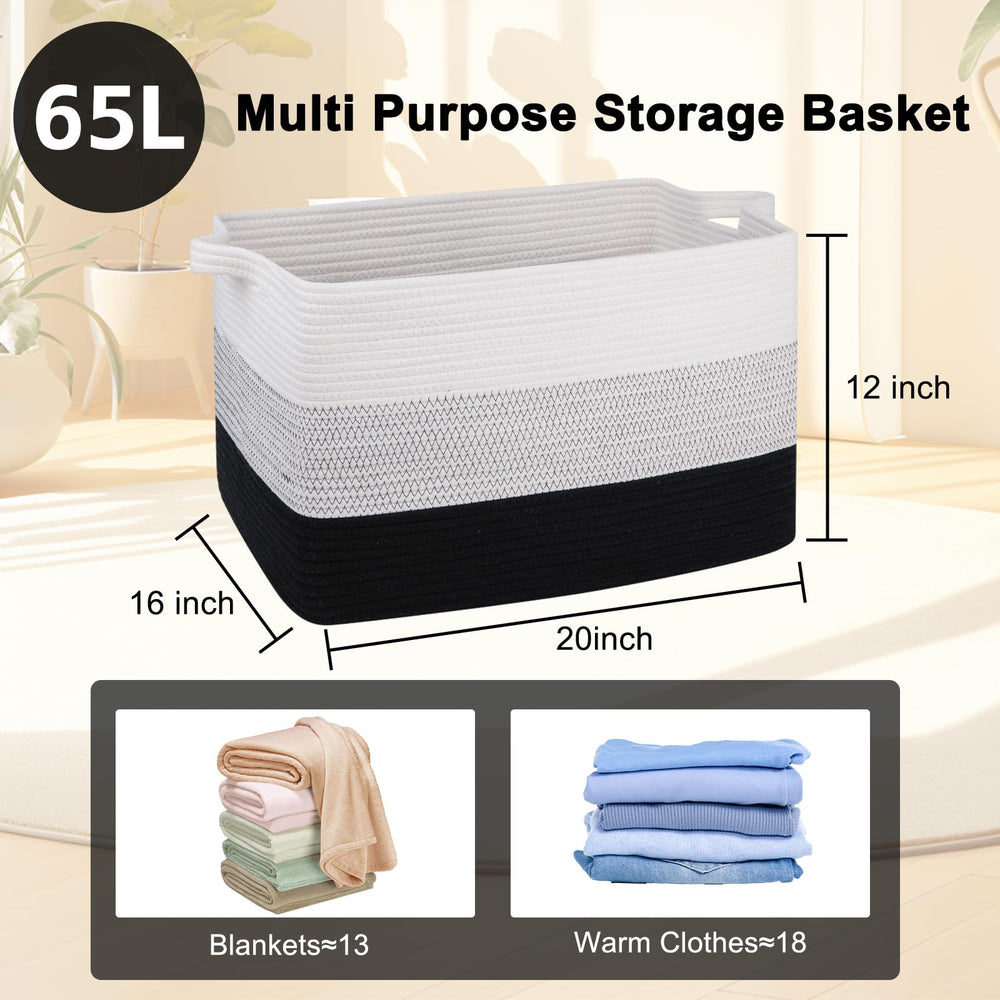 OIAHOMY large storage basket folded for space-saving storage.