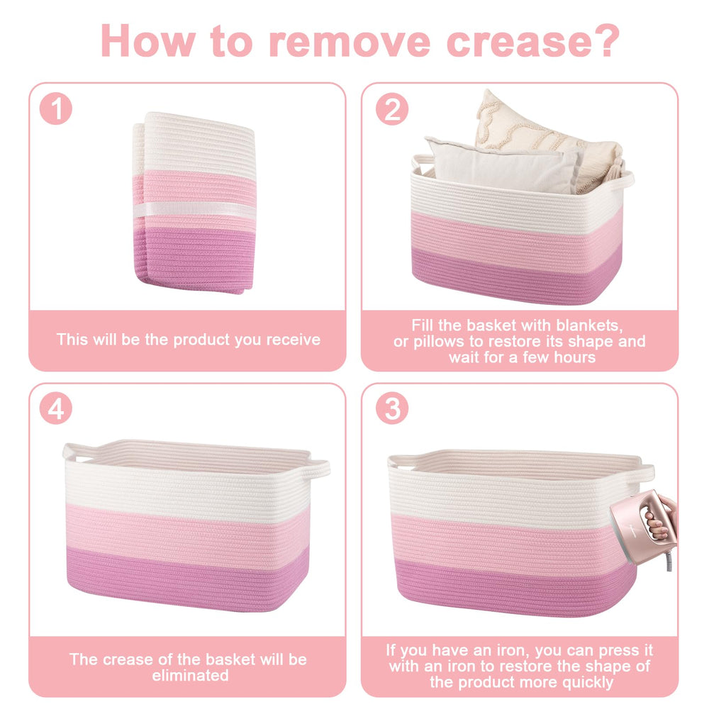OIAHOMY gradient pink folded basket ready to save space.