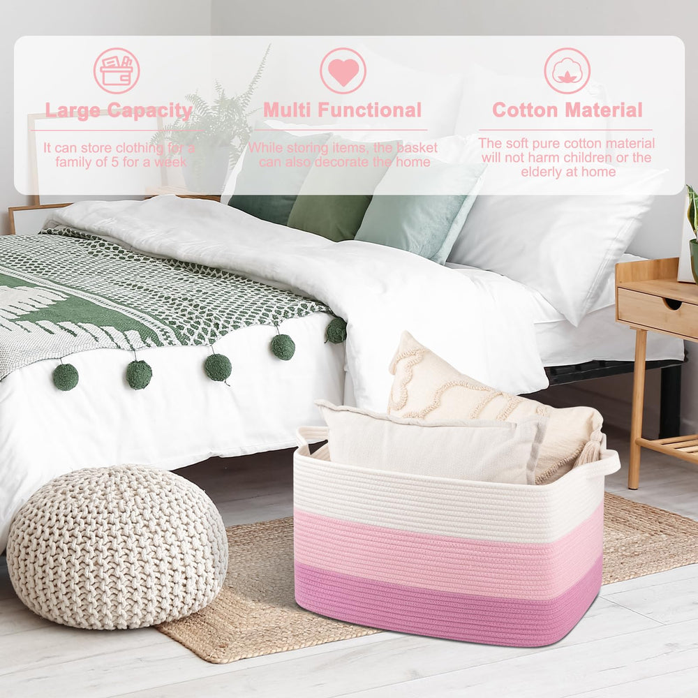 OIAHOMY gradient pink toy bin suitable for nursery storage.