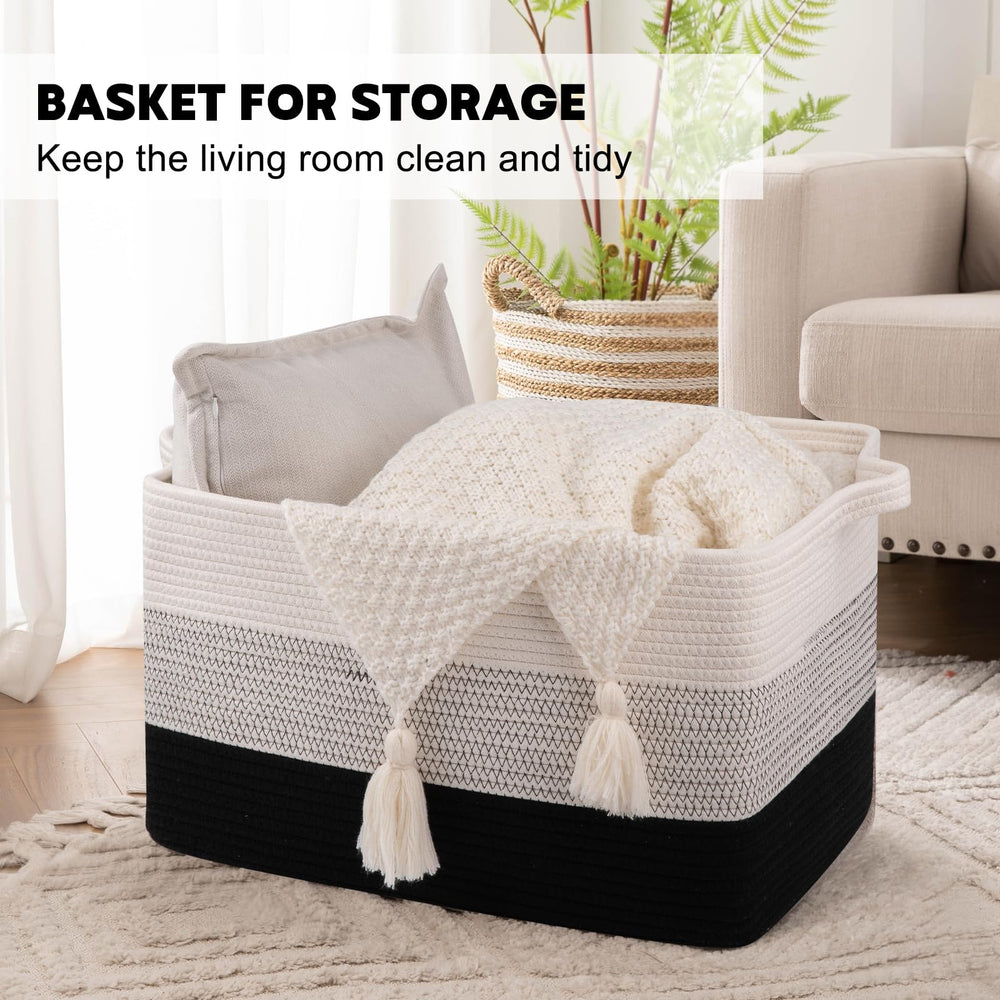 OIAHOMY large storage basket with handles for easy transport.