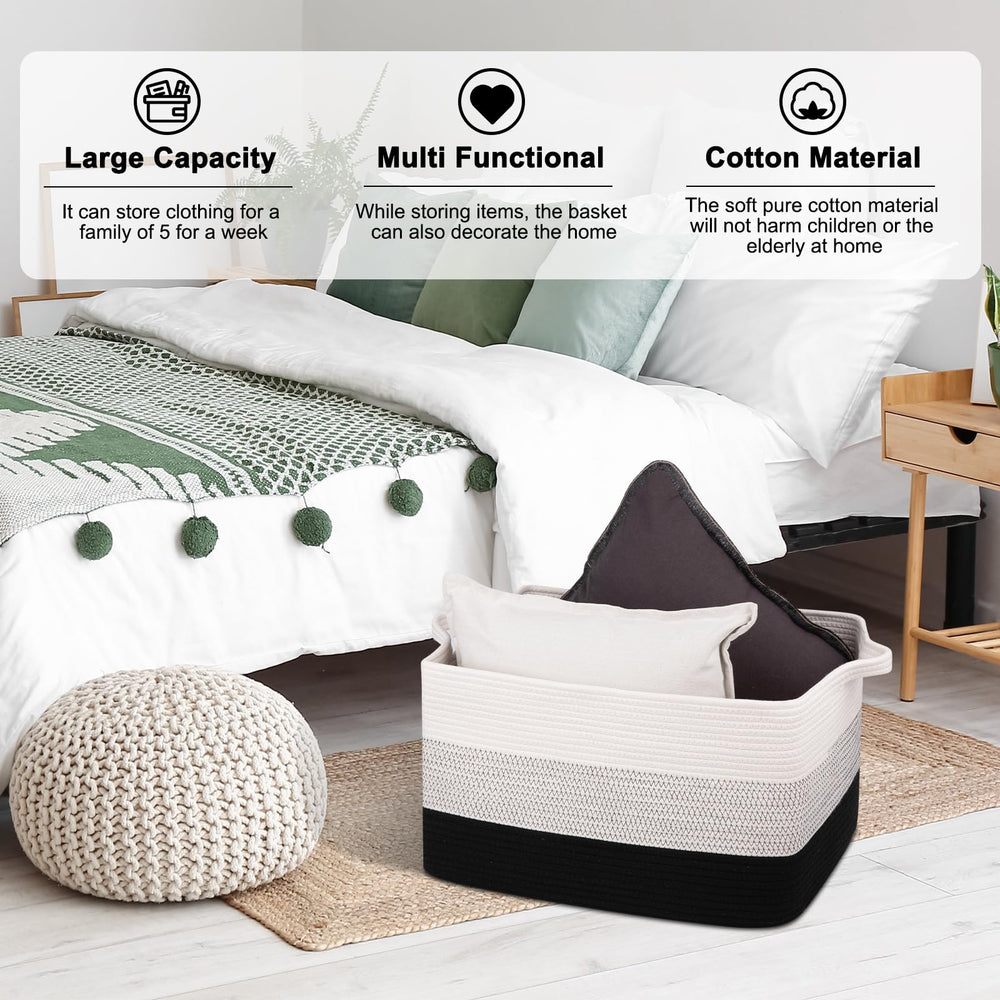 OIAHOMY large storage basket in living room complements decor.
