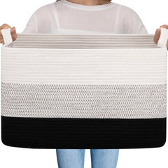 OIAHOMY large storage basket weave detail shows sturdy cotton rope construction.