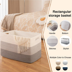 OIAHOMY large storage basket in living room for blankets.