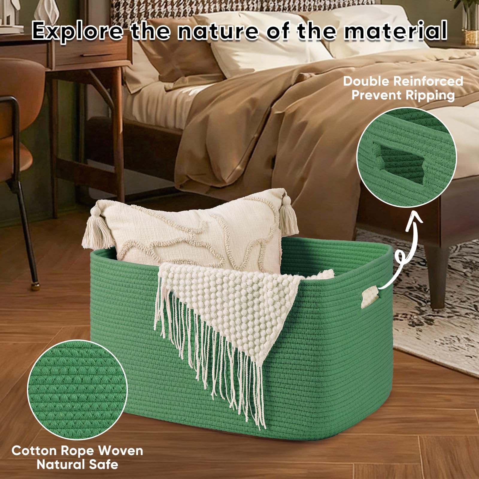 OIAHOMY living room storage basket keeps floors uncluttered and organized