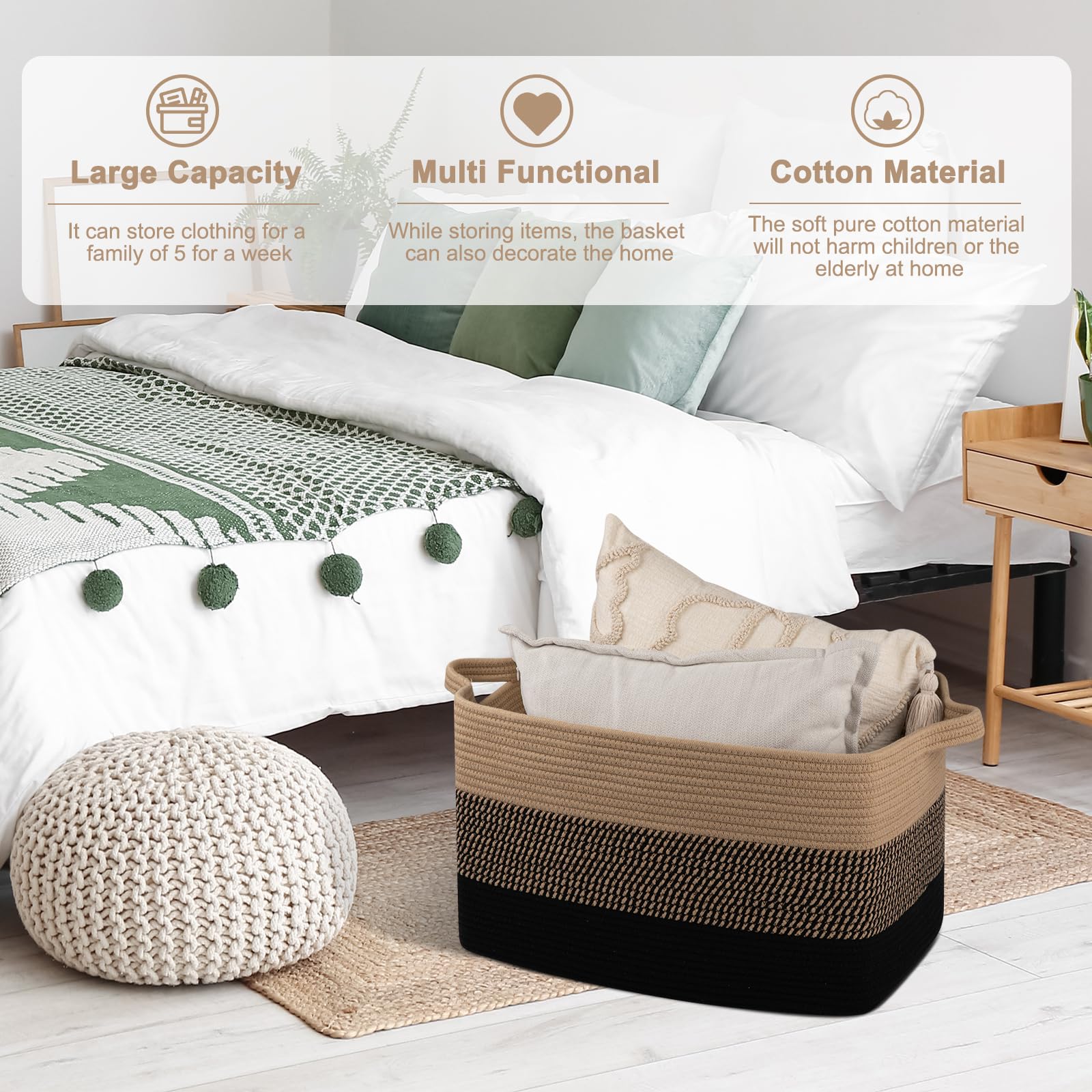 OIAHOMY living room storage for blankets and pillows, stylishly decorative