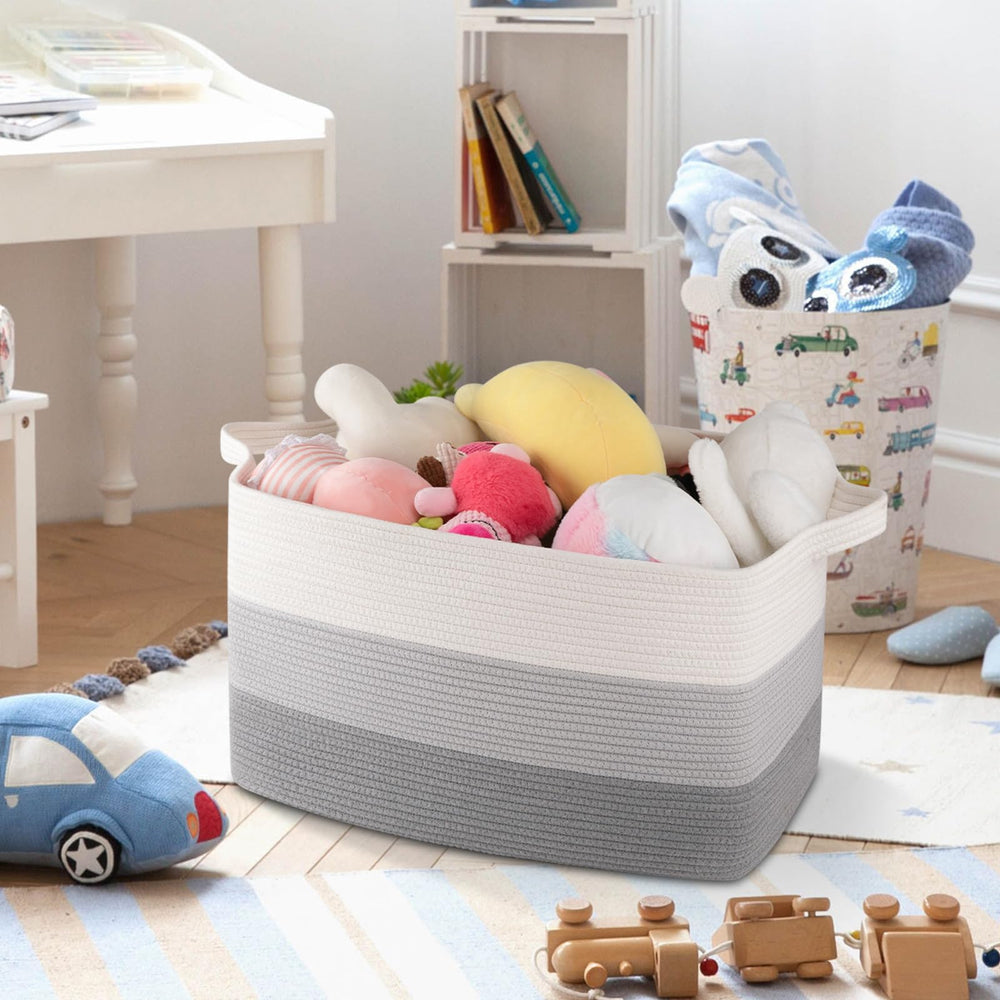 OIAHOMY living room basket ideal for blankets, towels, and plush toys